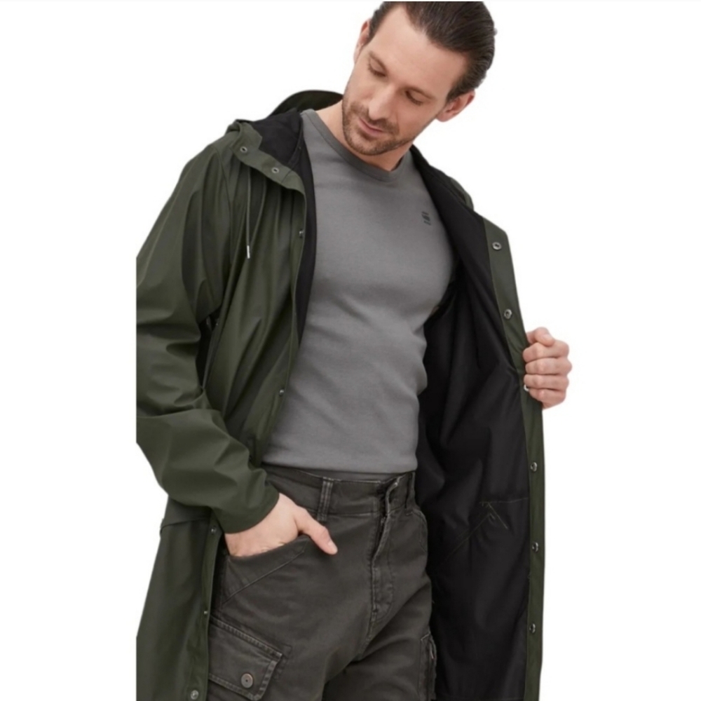 Rains Jacket Long Evergreen Raincoat Unisex NWT - Picture 5 of 10